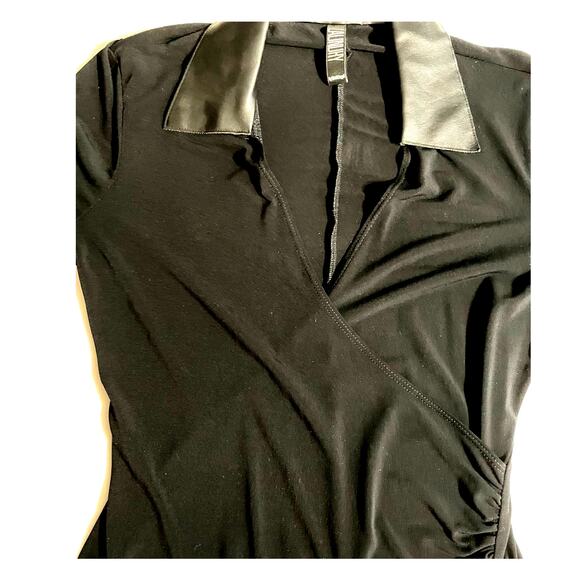 LAUNDRY BY SHELLI SEGAL BLACK L/S DRESS WITH FAUX LEATHER - Picture 5 of 13